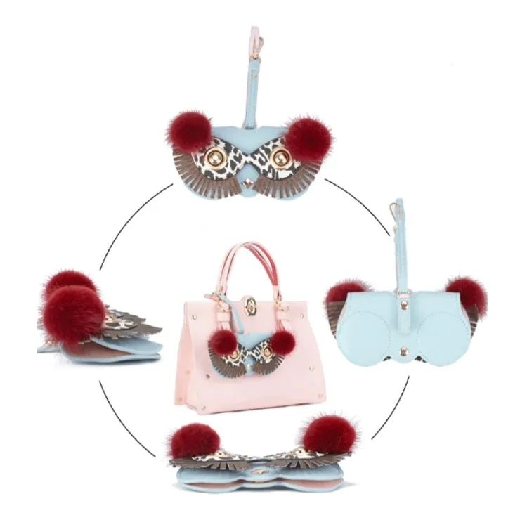 Cute Quirky PU Sunglasses Case Portable Glasses Bag with Hanging Buckle, Color:  Butterfly Flower Ring Pink