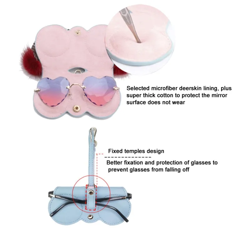 Cute Quirky PU Sunglasses Case Portable Glasses Bag with Hanging Buckle, Color:  Butterfly Flower Ring Pink