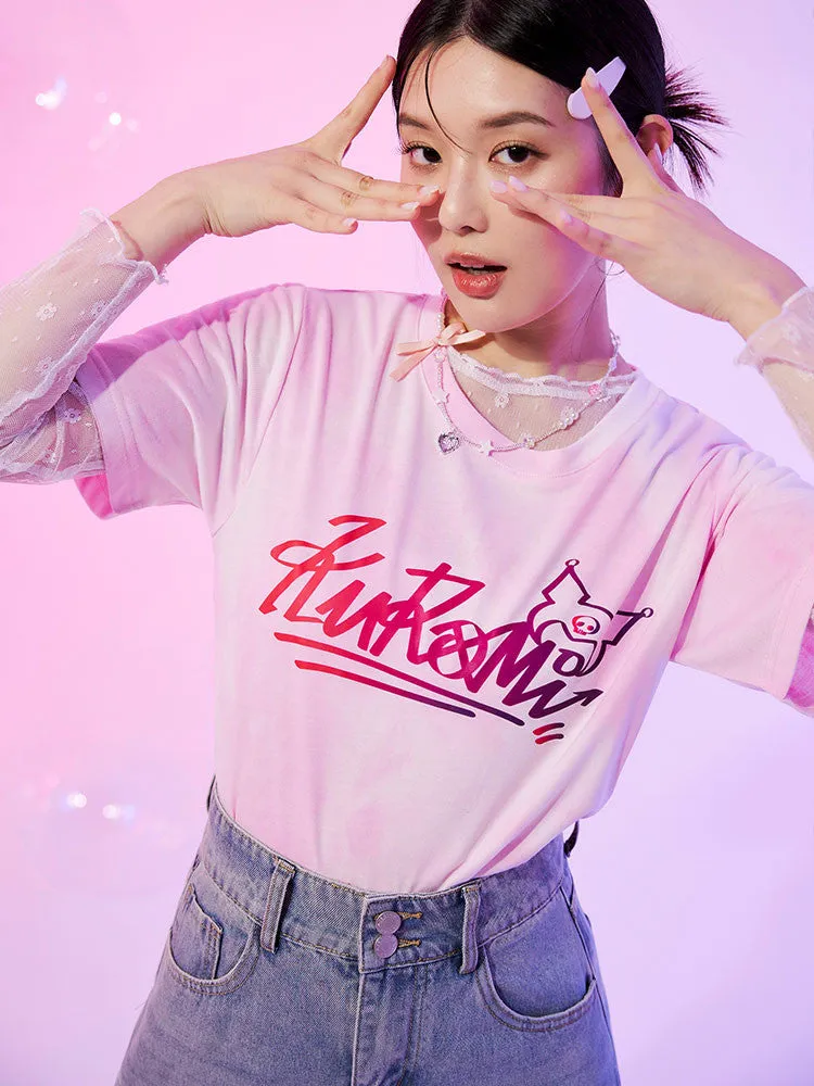 Cute Sario Kuromi Tie Dye T-Shirt Top