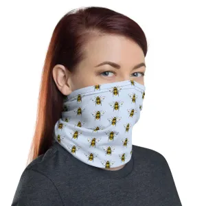 Cute yellow bees, light blue designer face mask covers, Neck Gaiter scarf, Hairband, headband, Balaclava Beanie, Gift for her, girls & women