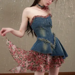 Cutting Rose Thorns      Dress and Choker Set Kawaii Academia Y2K Cottagecore Coquette Fairycore Dollette Princesscore