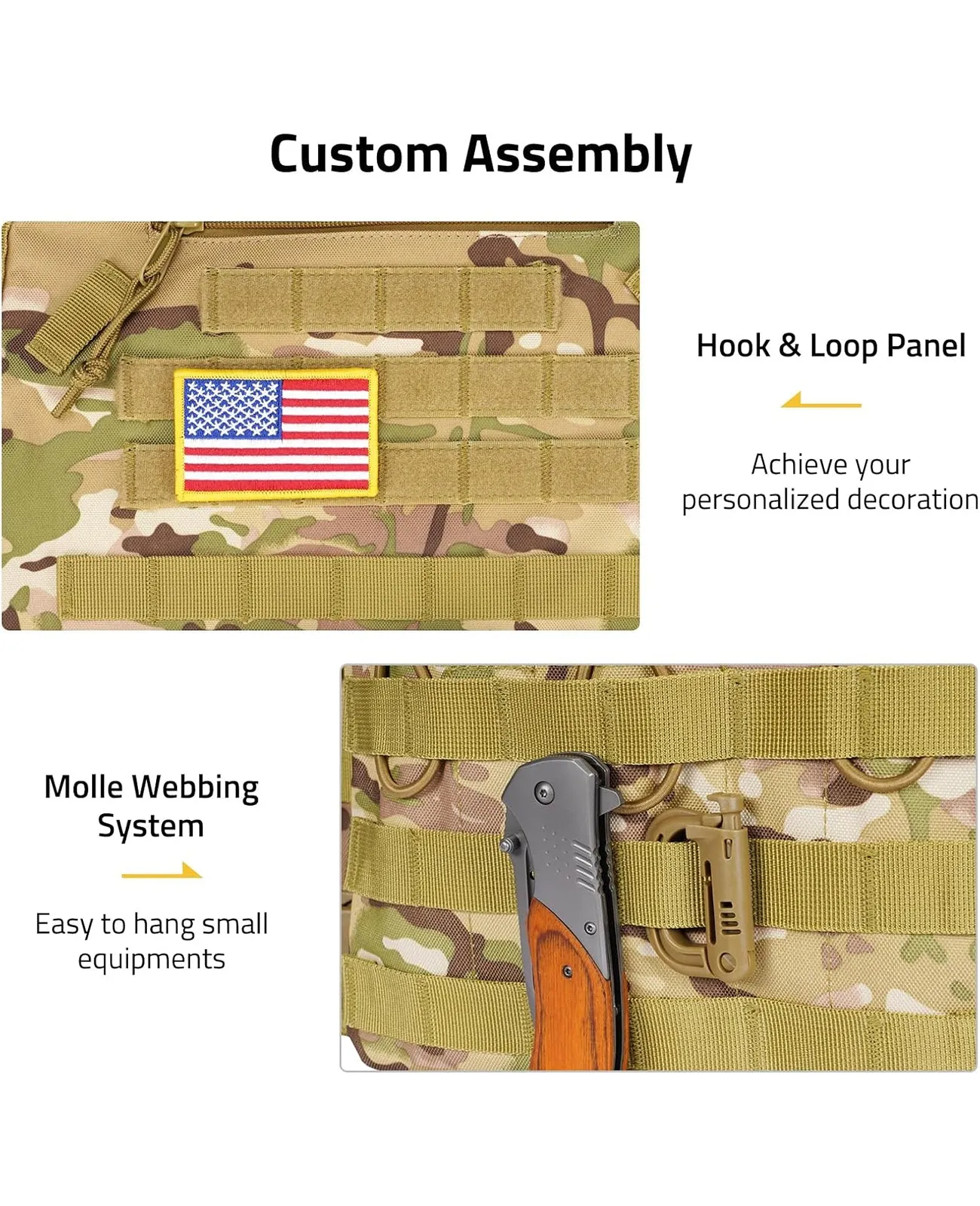 CVLIFE Tactical Vest with Zipper Bag Molle Webbing System