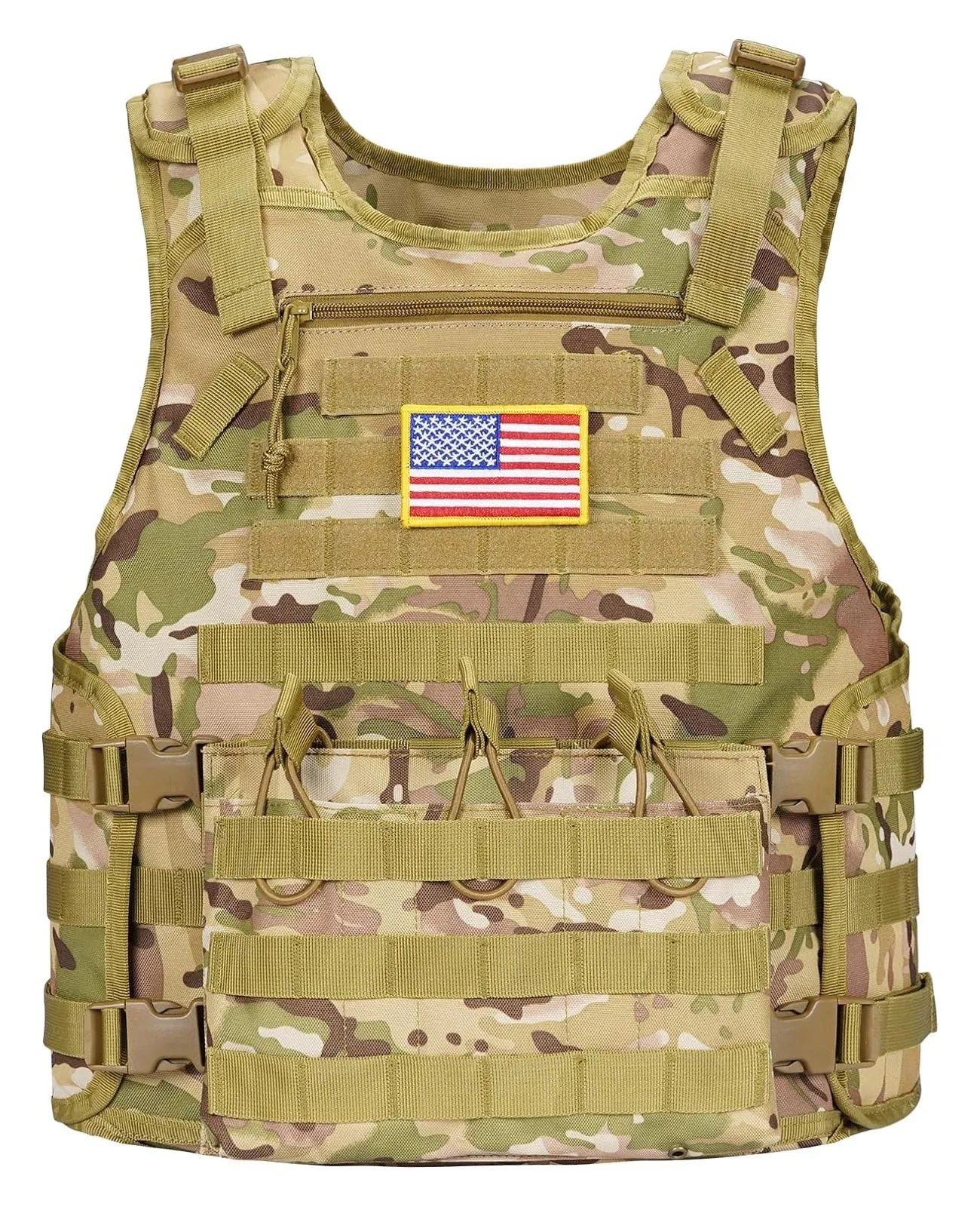 CVLIFE Tactical Vest with Zipper Bag Molle Webbing System