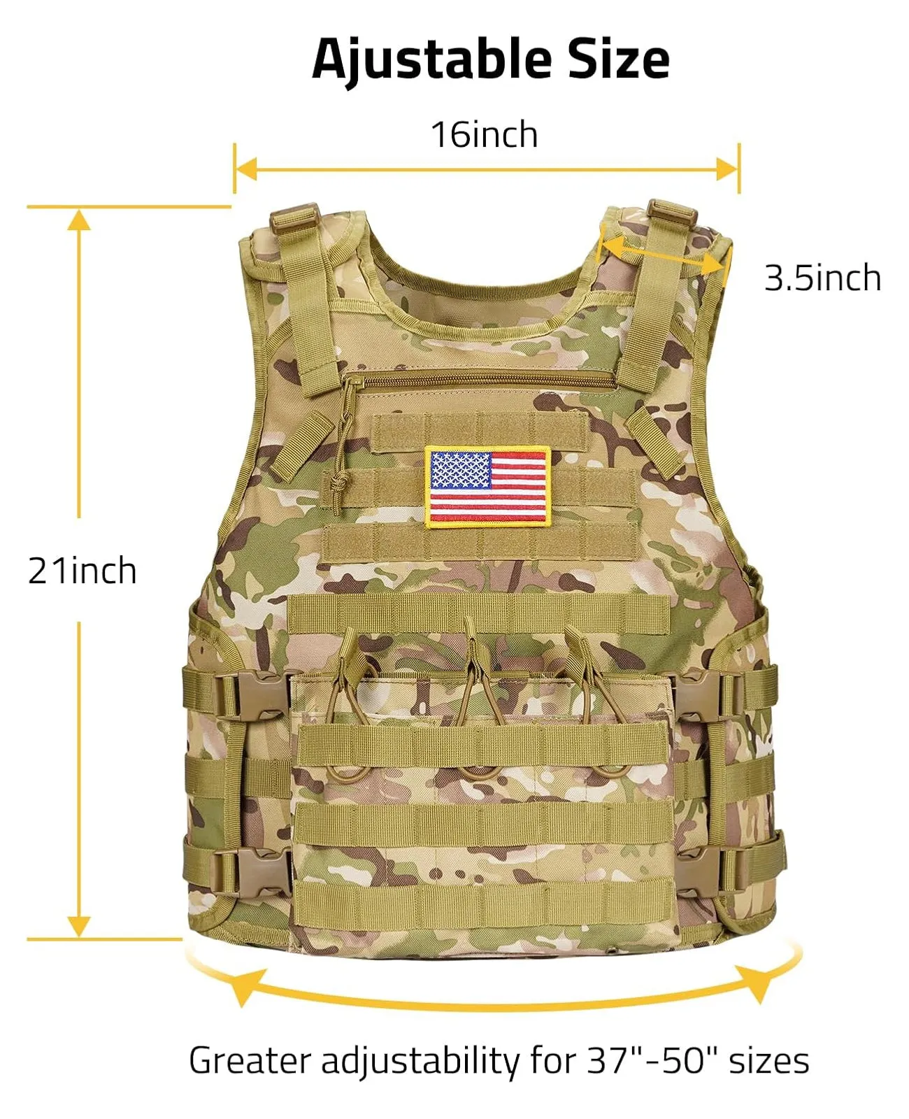 CVLIFE Tactical Vest with Zipper Bag Molle Webbing System