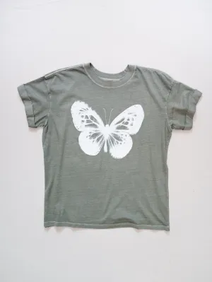 Cyanotype Butterfly Vintage Tee - Army Green