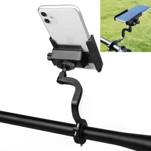 CYCLINGBOX Aluminum Alloy Mobile Phone Holder Bicycle Riding Takeaway Rotatable Metal Mobile Phone Bracket, Style:Heightened Handlebar Installation(Black)