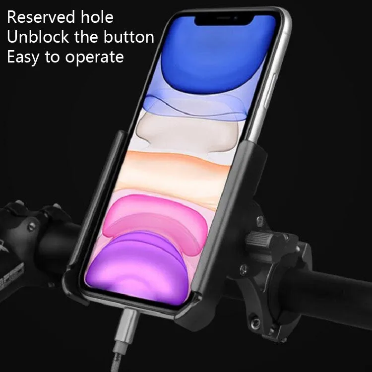 CYCLINGBOX Aluminum Alloy Mobile Phone Holder Bicycle Riding Takeaway Rotatable Metal Mobile Phone Bracket, Style:Heightened Handlebar Installation(Titanium)
