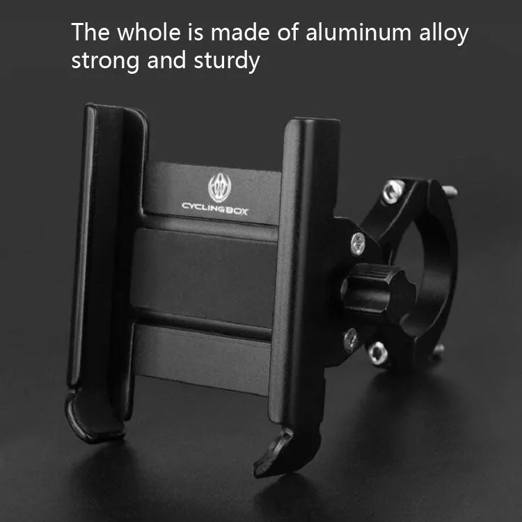 CYCLINGBOX Aluminum Alloy Mobile Phone Holder Bicycle Riding Takeaway Rotatable Metal Mobile Phone Bracket, Style:Heightened Handlebar Installation(Titanium)