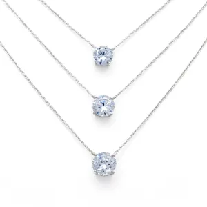 CZ Round Solitaire Necklace in Sterling Silver
