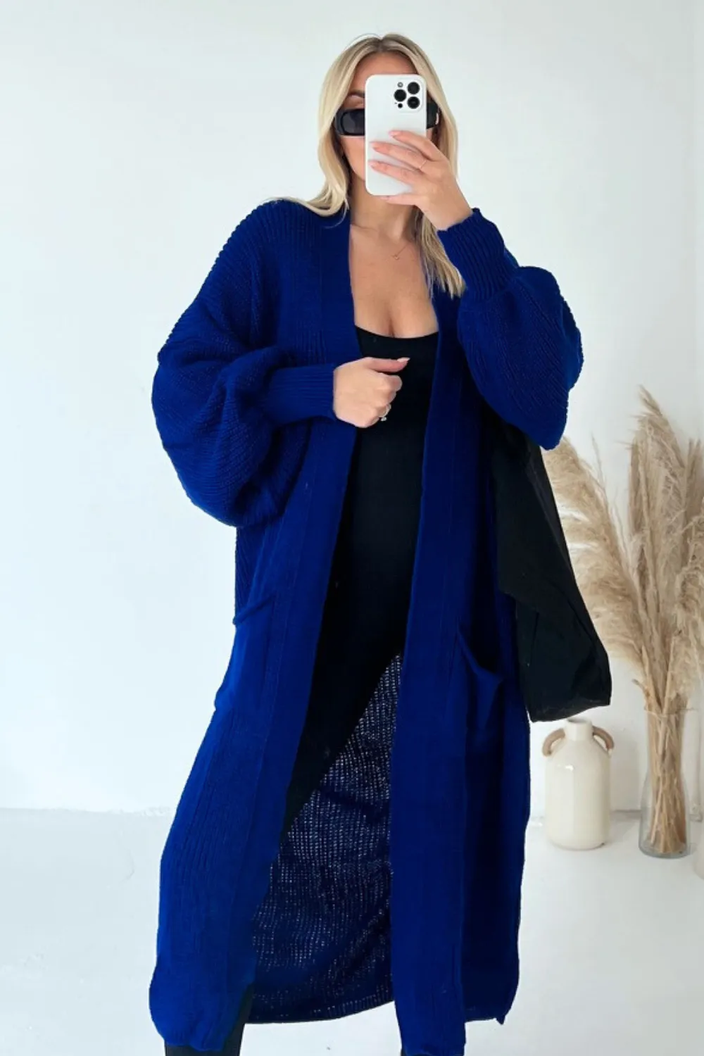 Daisy dark blue long knit cardigan