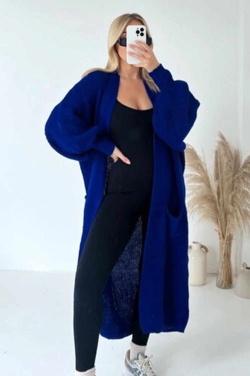 Daisy dark blue long knit cardigan