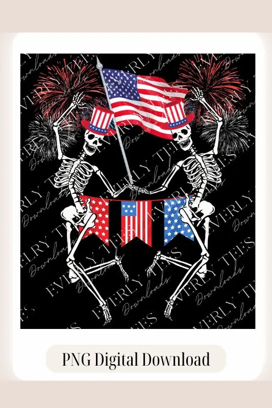 Dancing Skeletons July 4th Design PNG Download