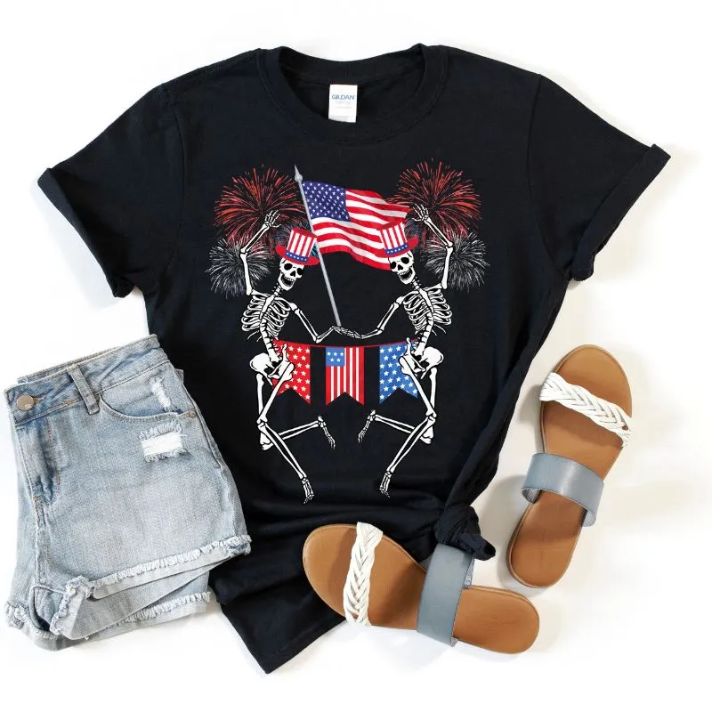 Dancing Skeletons July 4th Design PNG Download
