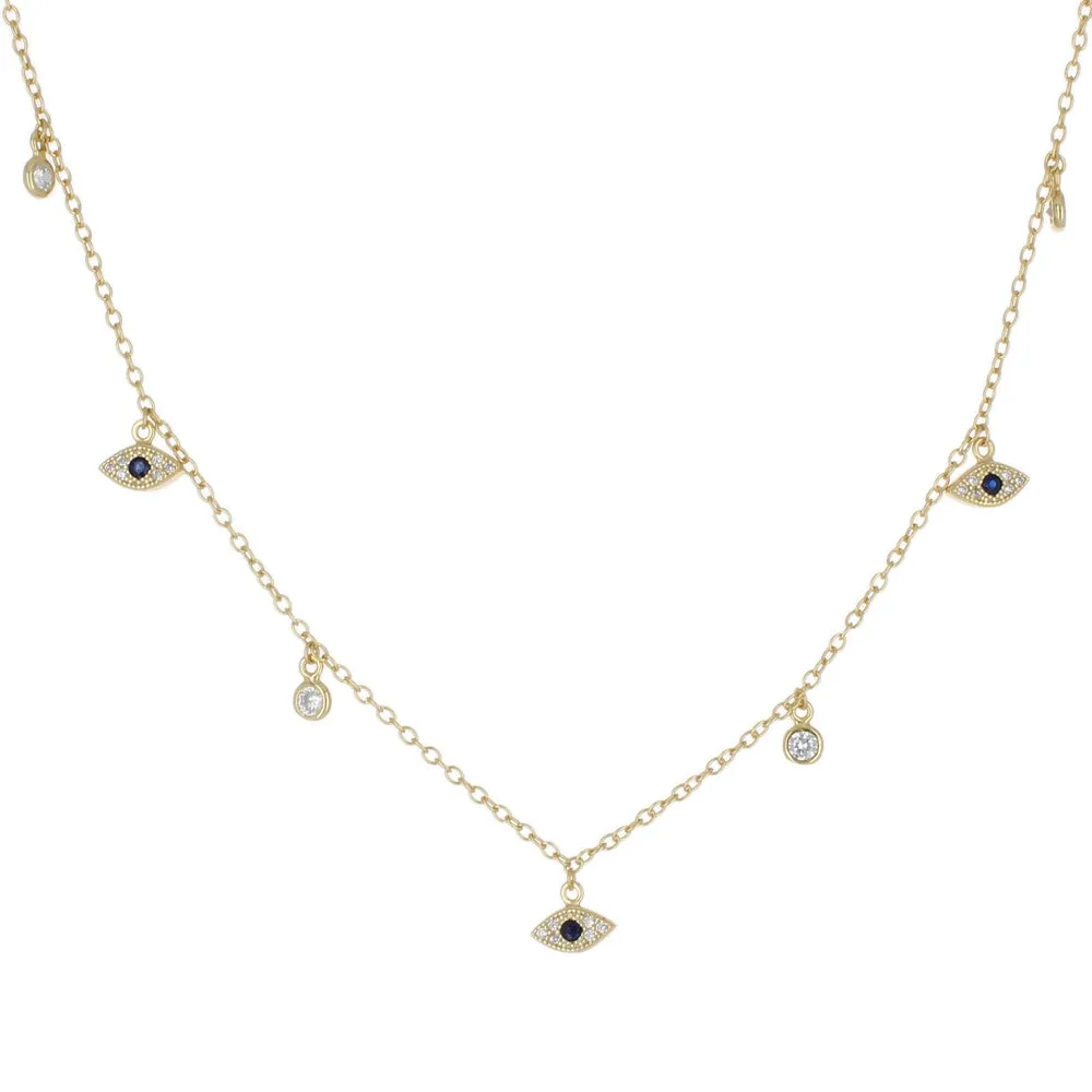 DANGLING EVIL EYE & CZ CHOKER