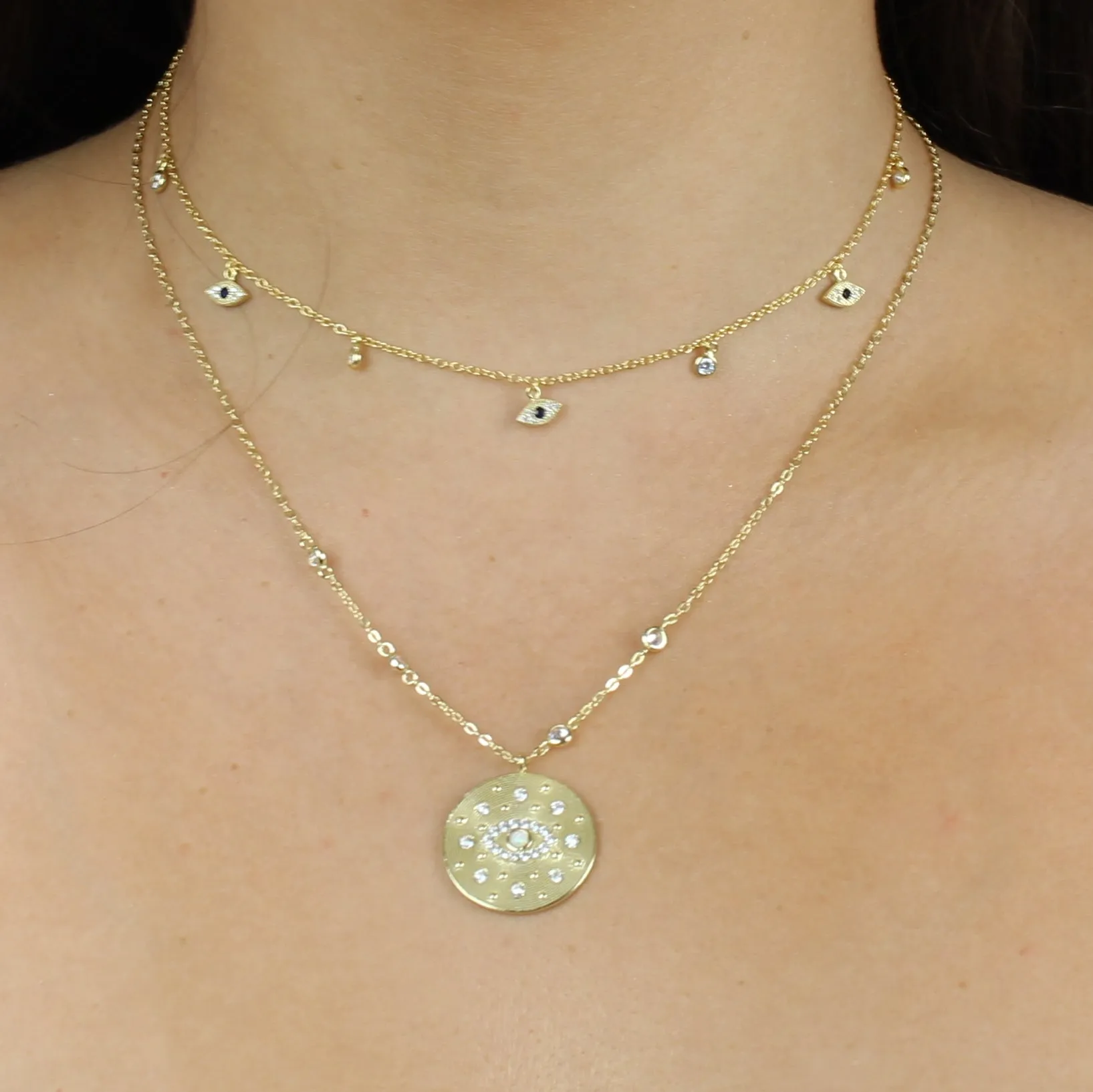 DANGLING EVIL EYE & CZ CHOKER