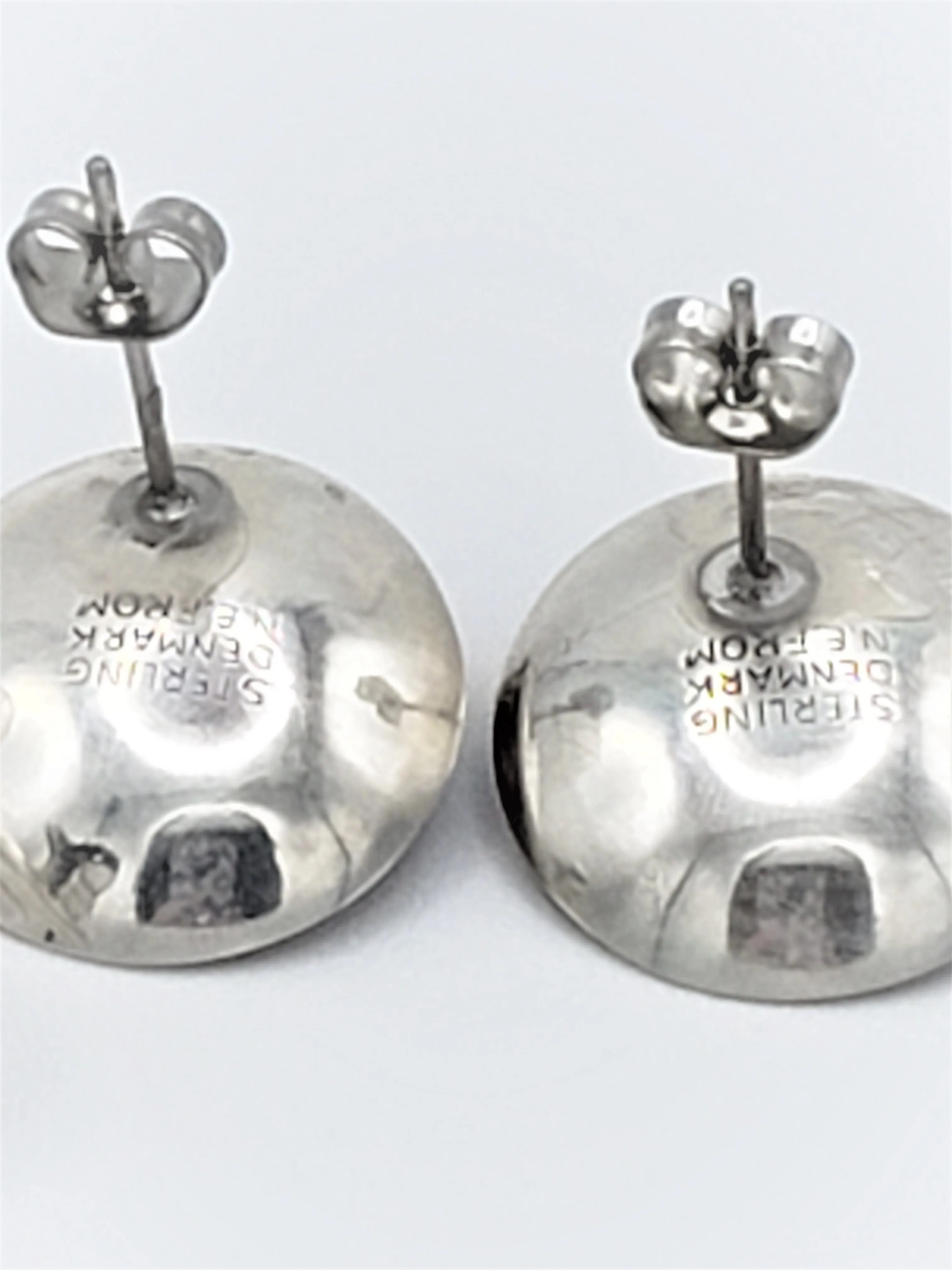 Danish NE From Chalcedony Sterling Modernist Brooch & Earring SET 1940s/50s