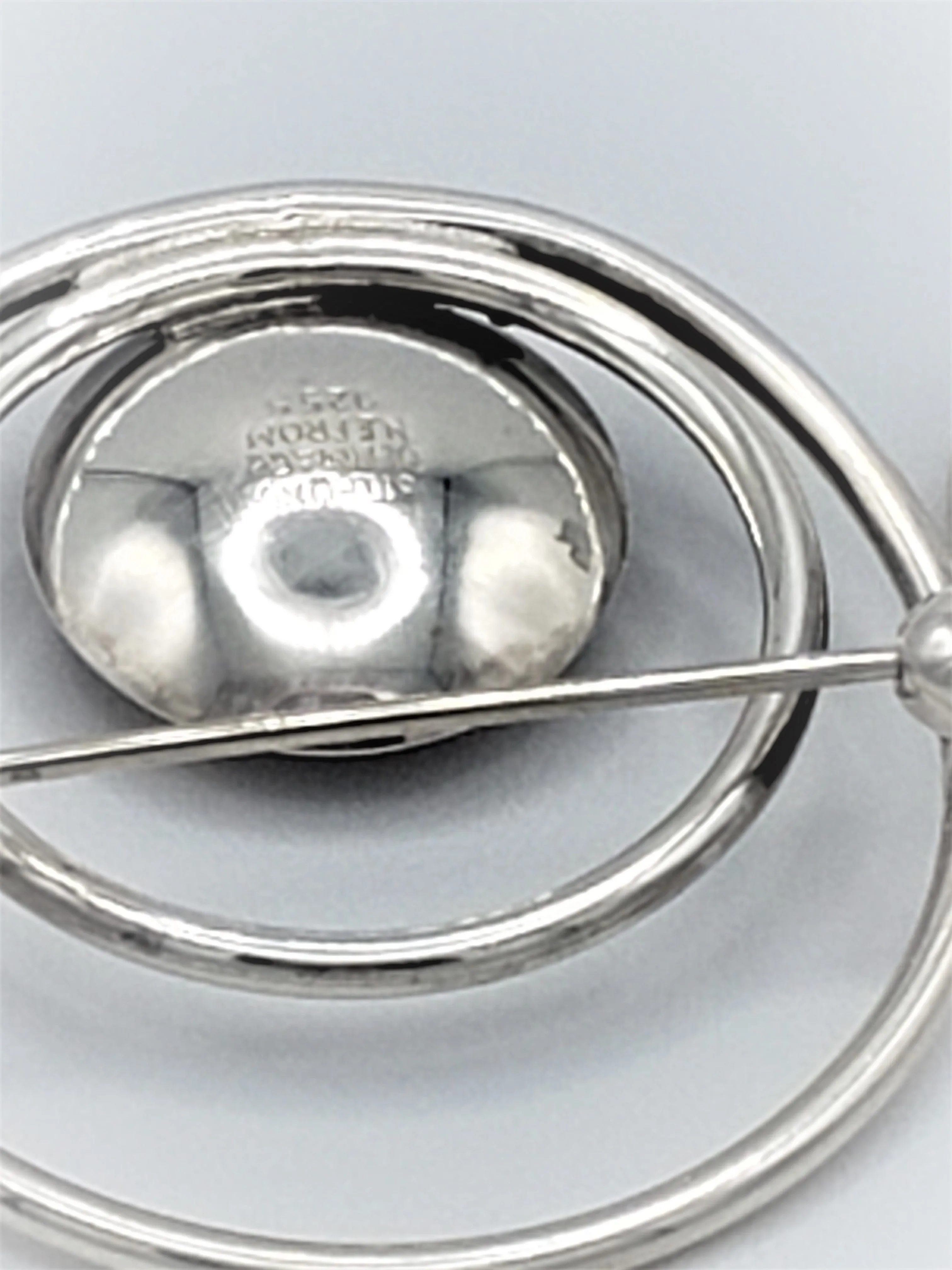 Danish NE From Chalcedony Sterling Modernist Brooch & Earring SET 1940s/50s