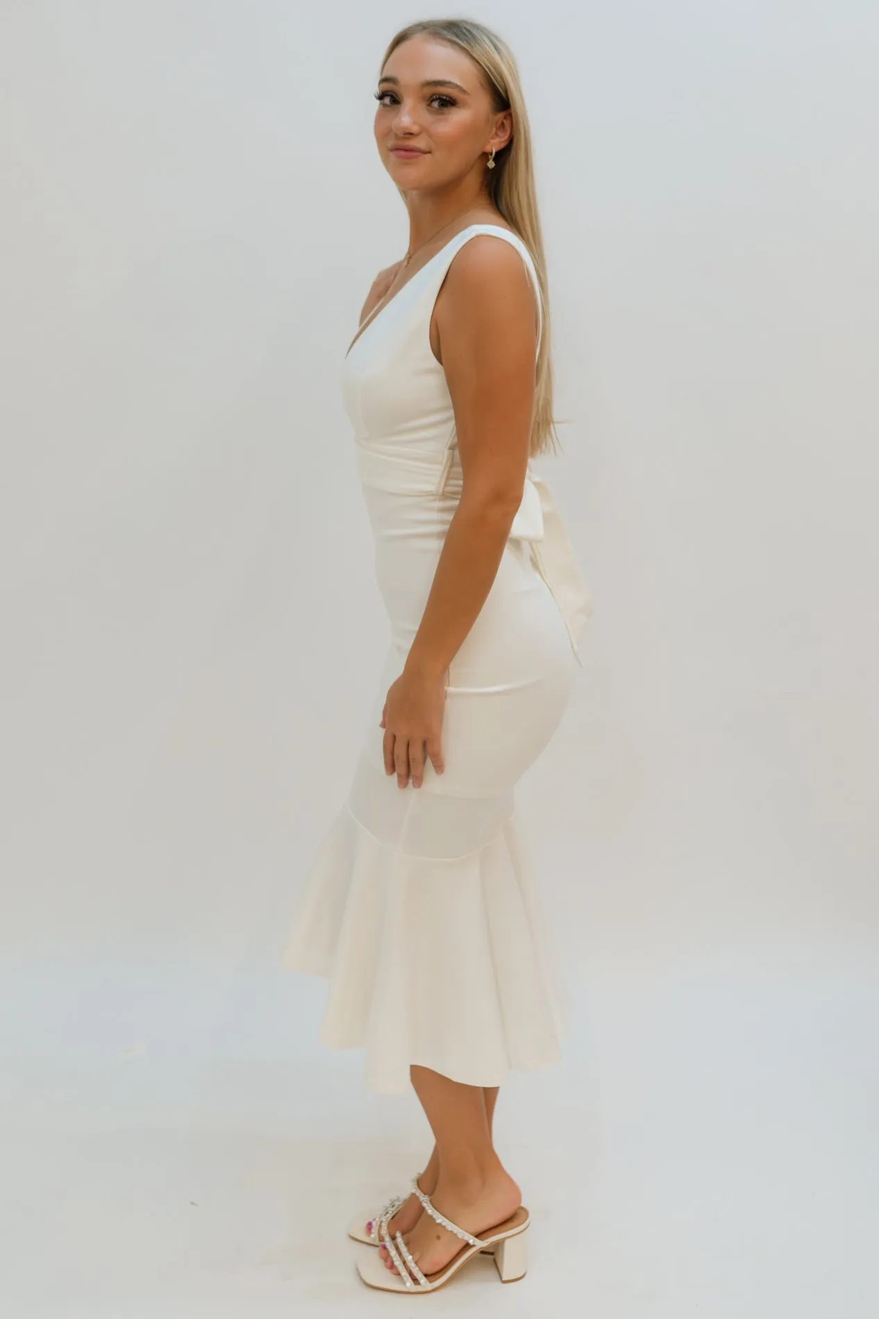 Darcy Ruffle Midi Dress - White