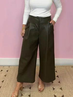 Dare You To Dark Olive Pleather Pants