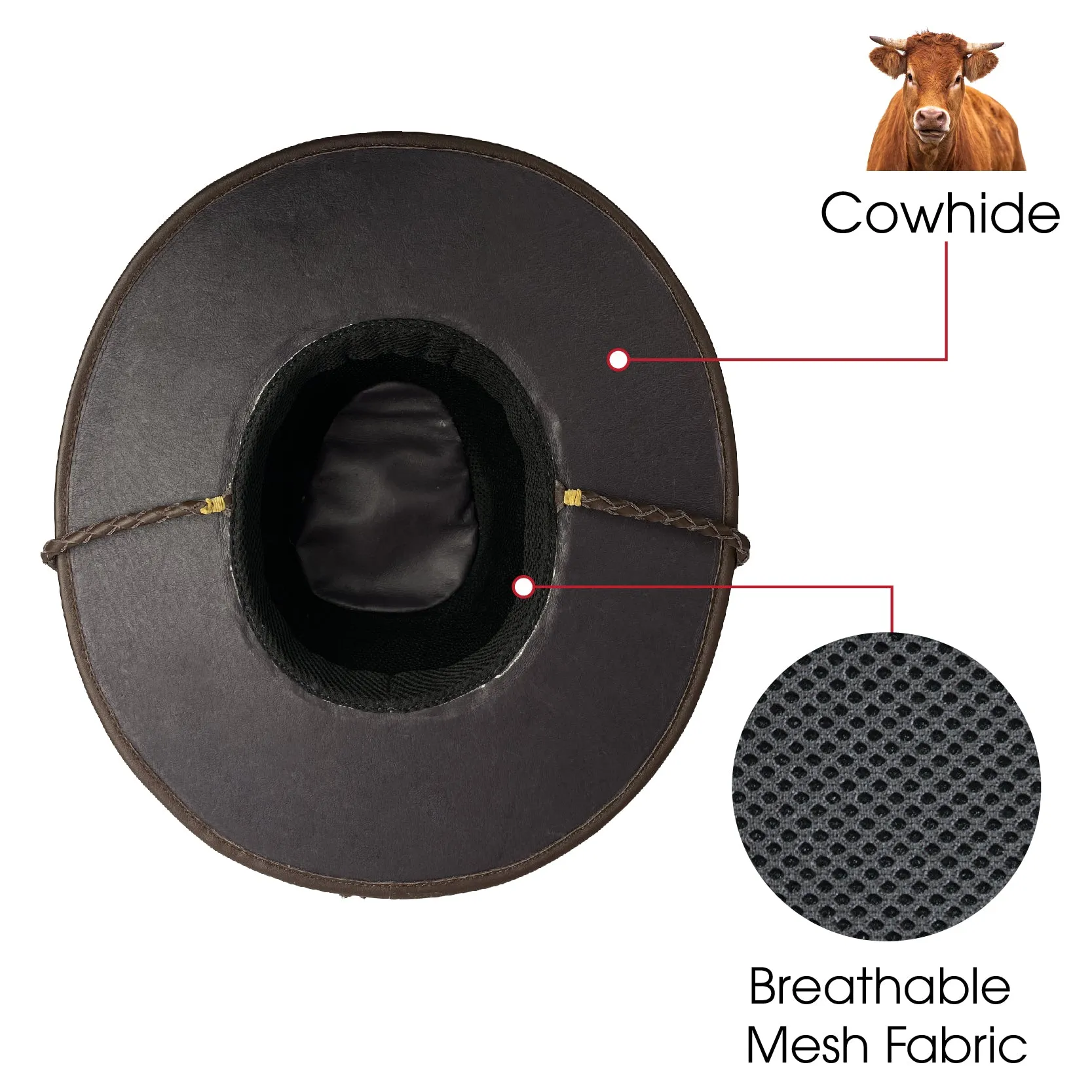 Dark Brown Alligator Cowboy Hat With Chin Cord | Adjustable Crocodile Skin Brim Hat Western