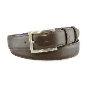 Dark brown box calf belt - Longer Length
