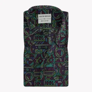 Dark Multi Colors Printed Casual Shirt Limited Edition Silk OL-167