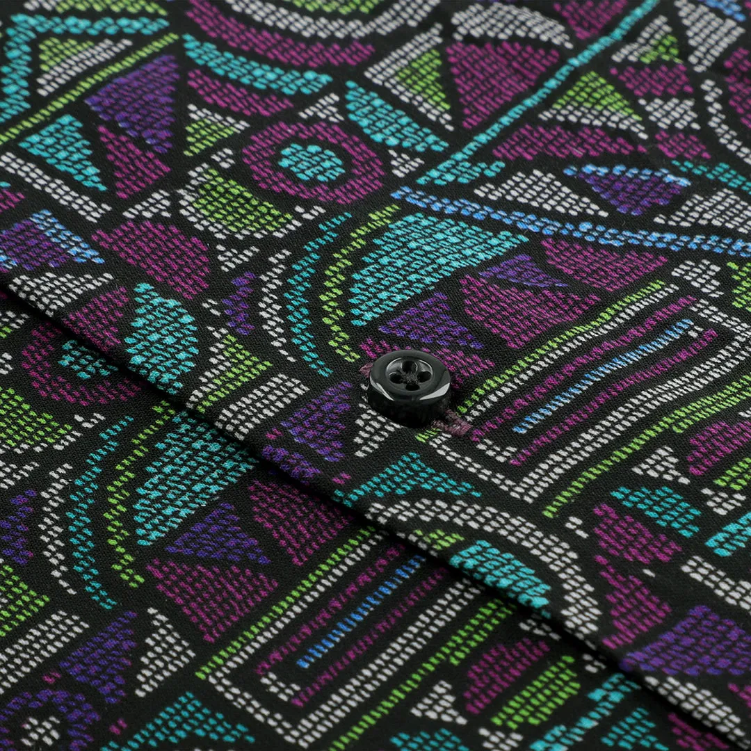 Dark Multi Colors Printed Casual Shirt Limited Edition Silk OL-167