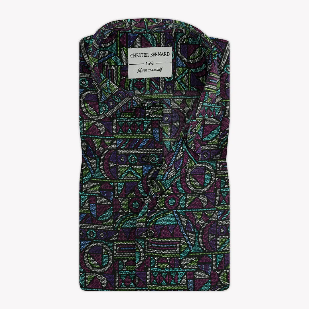 Dark Multi Colors Printed Casual Shirt Limited Edition Silk OL-167