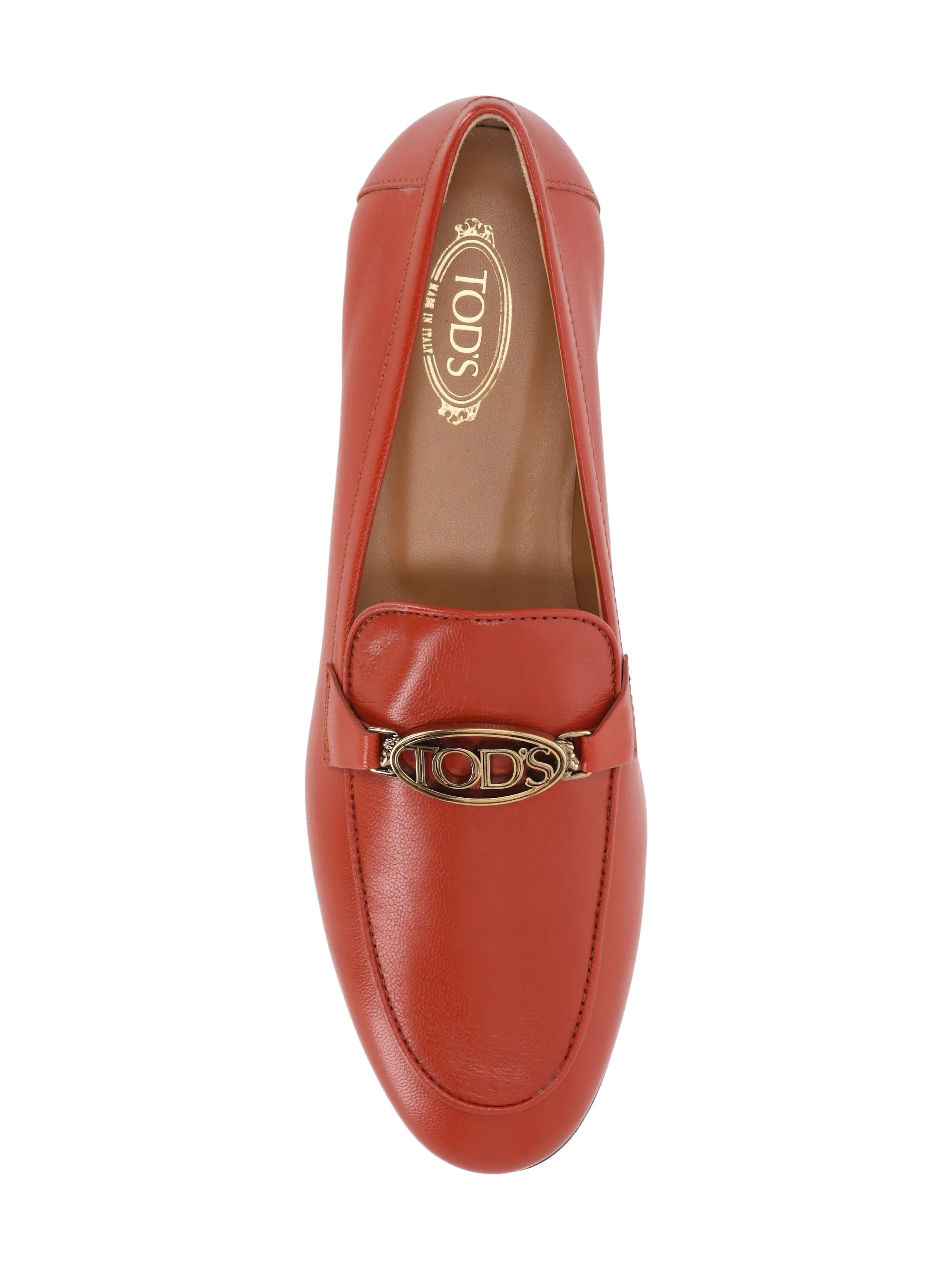 Dark Orange Calf Leather Flat Shoes
