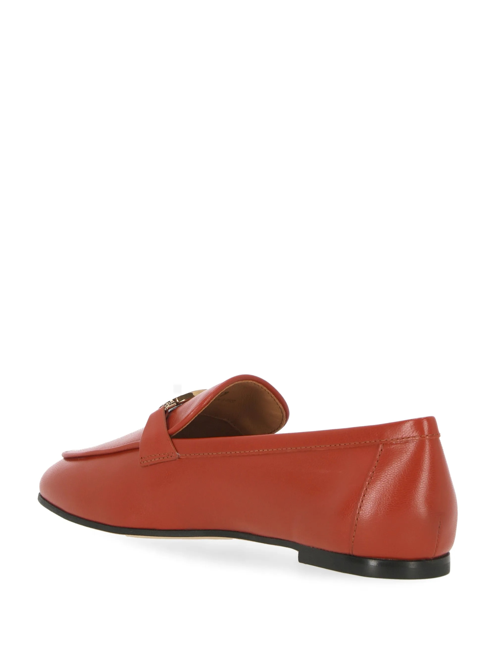 Dark Orange Calf Leather Flat Shoes