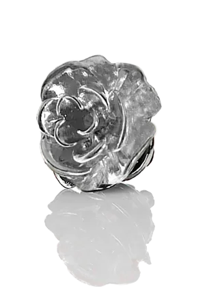David August Open Rose Lapel Pin - Rhodium