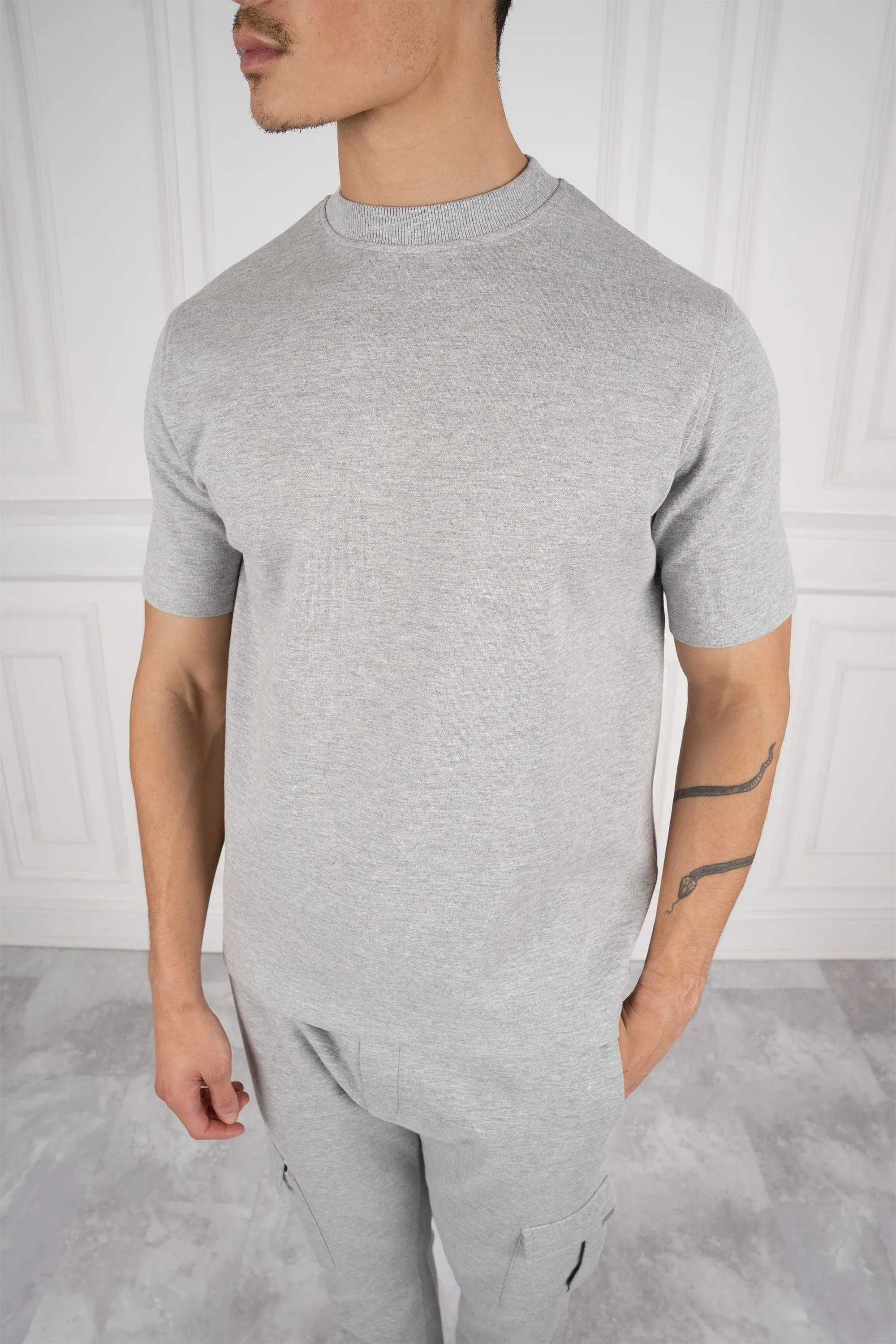 Day To Day T-Shirt and Cargo Jogger Set - Grey Marl