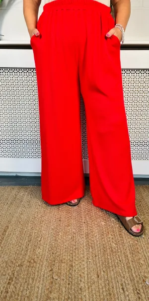Dayton Casual Button Trousers - Red