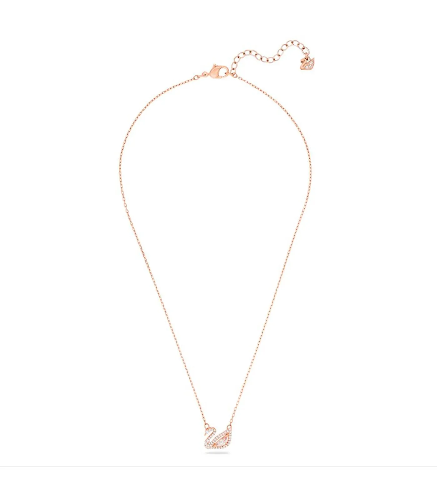 Dazzling Swan Necklace Pink Rose Gold-Tone Plated