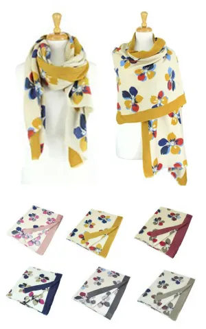 DB095 Floral Print Cashmere Blended Scarf 12pcs Pack