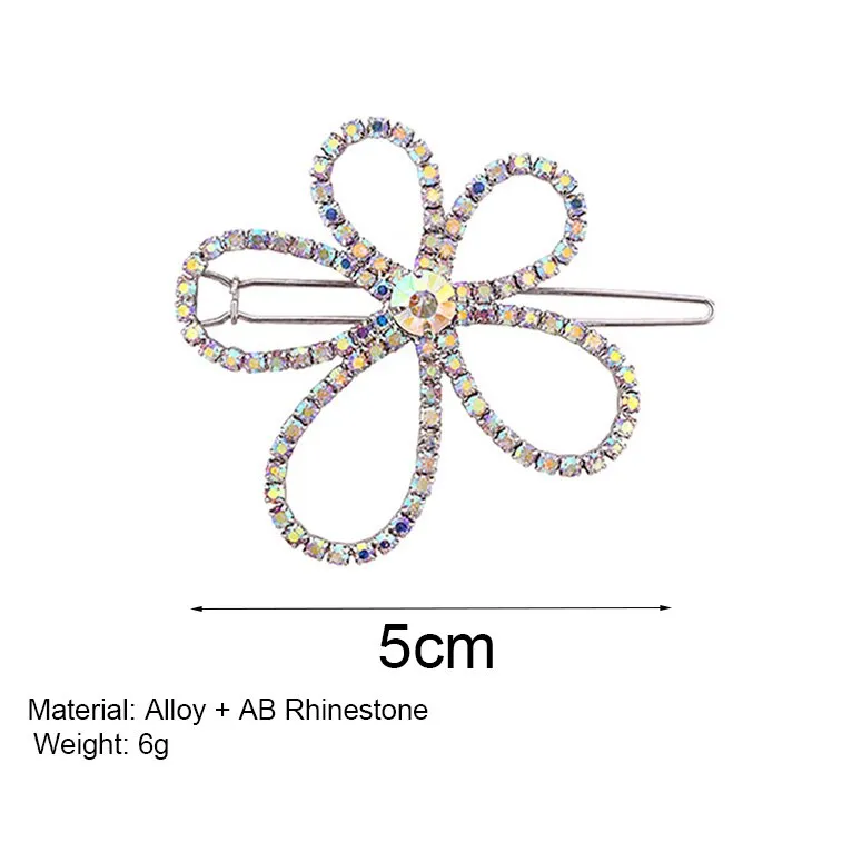 deanwangkt Fashion Hair Accessories for Women AB Crystal Big Flower Hairpins Girls Korean Gold Silver Color Hair Clip Jewelry Wedding