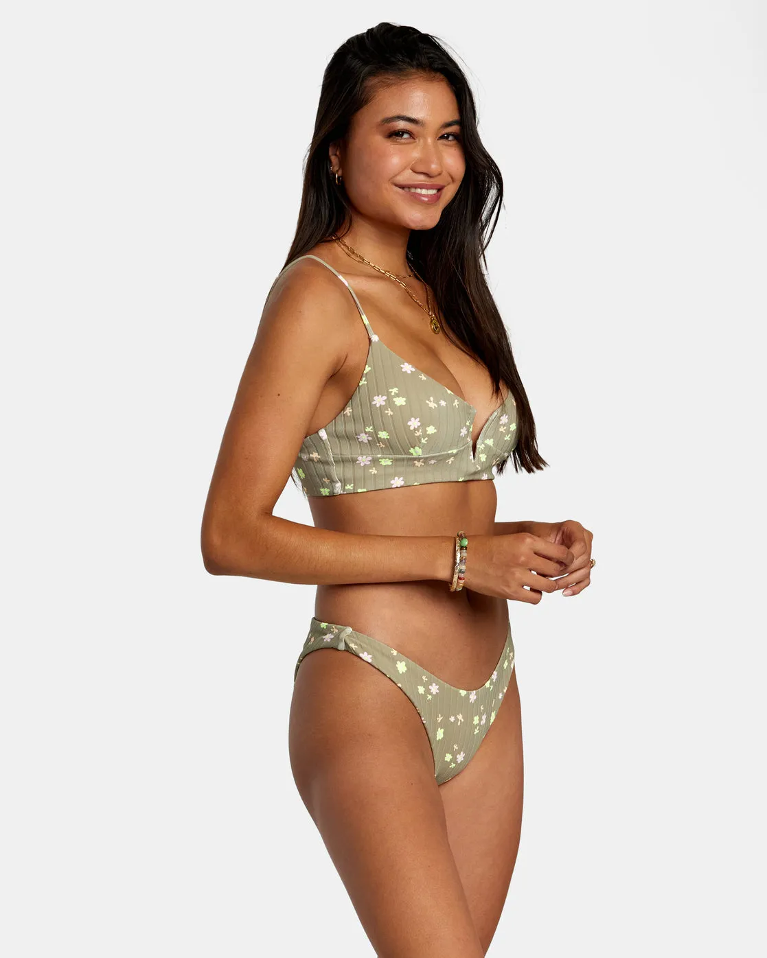 Decoupage Crop Bikini Top - Aloe