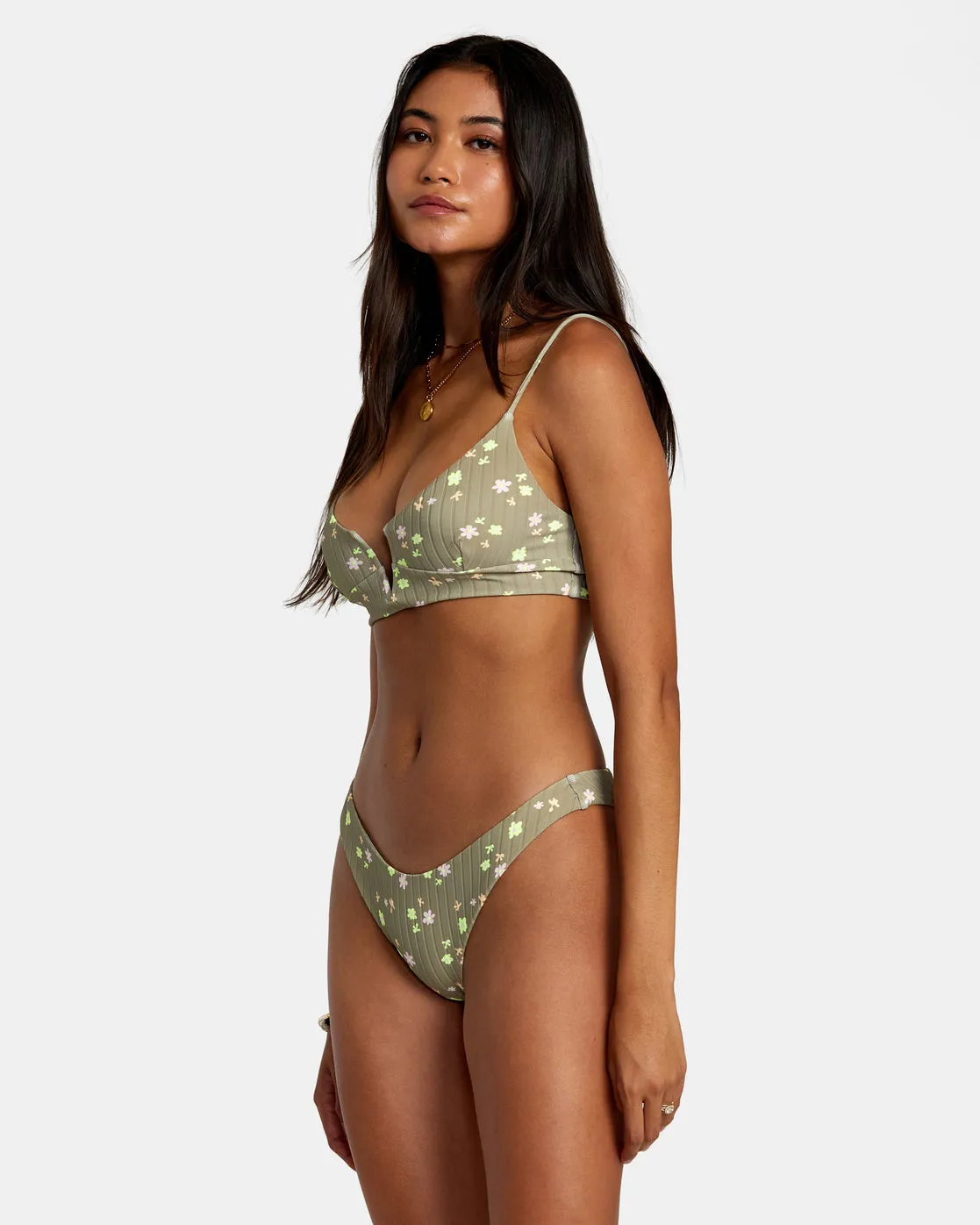 Decoupage Crop Bikini Top - Aloe