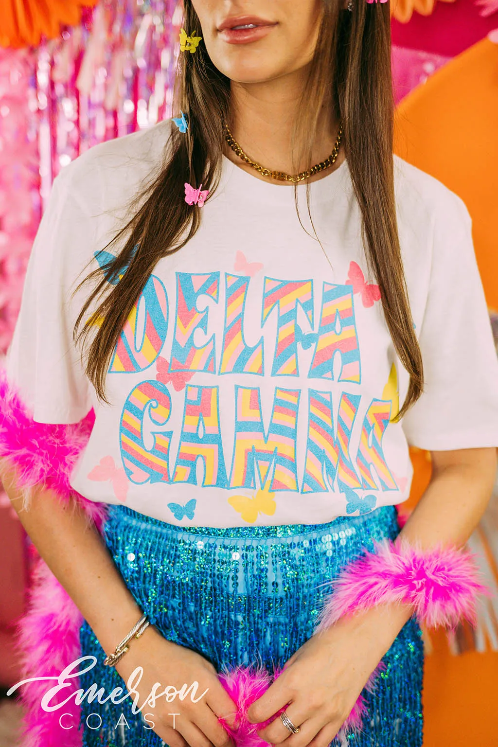 Delta Gamma Bid Day Colorful Butterfly Tee