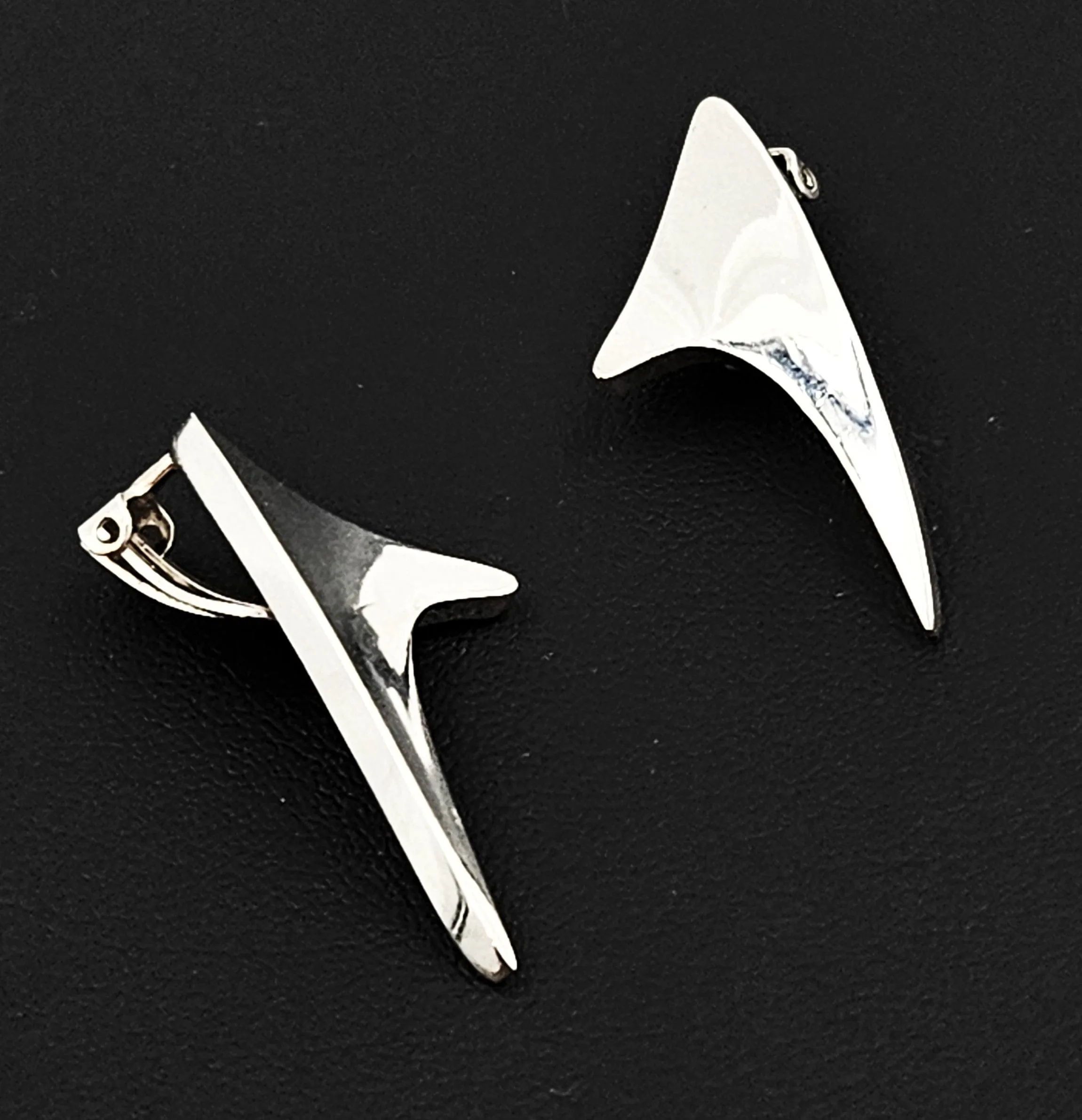 Denmark Designer Bent Knudsen Bent K Sterling Modernist Earrings Circa 1960's