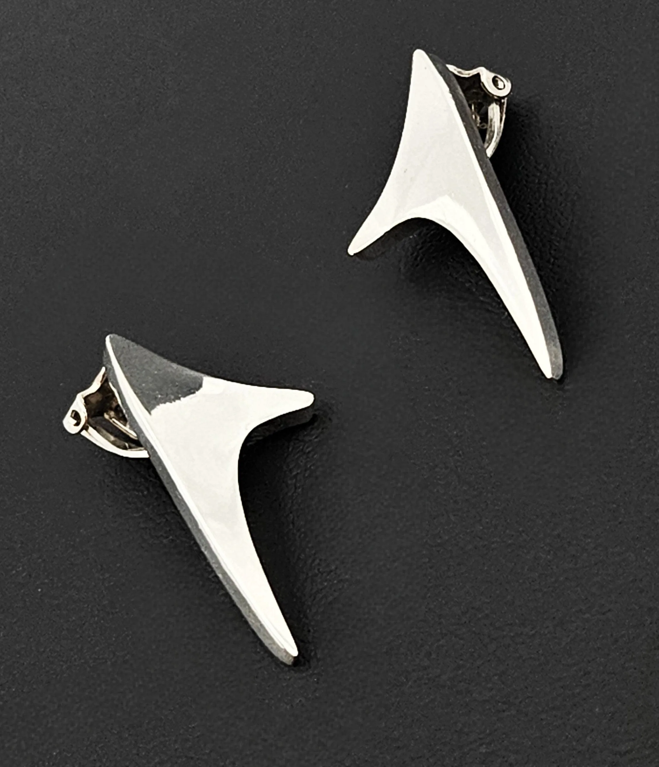 Denmark Designer Bent Knudsen Bent K Sterling Modernist Earrings Circa 1960's