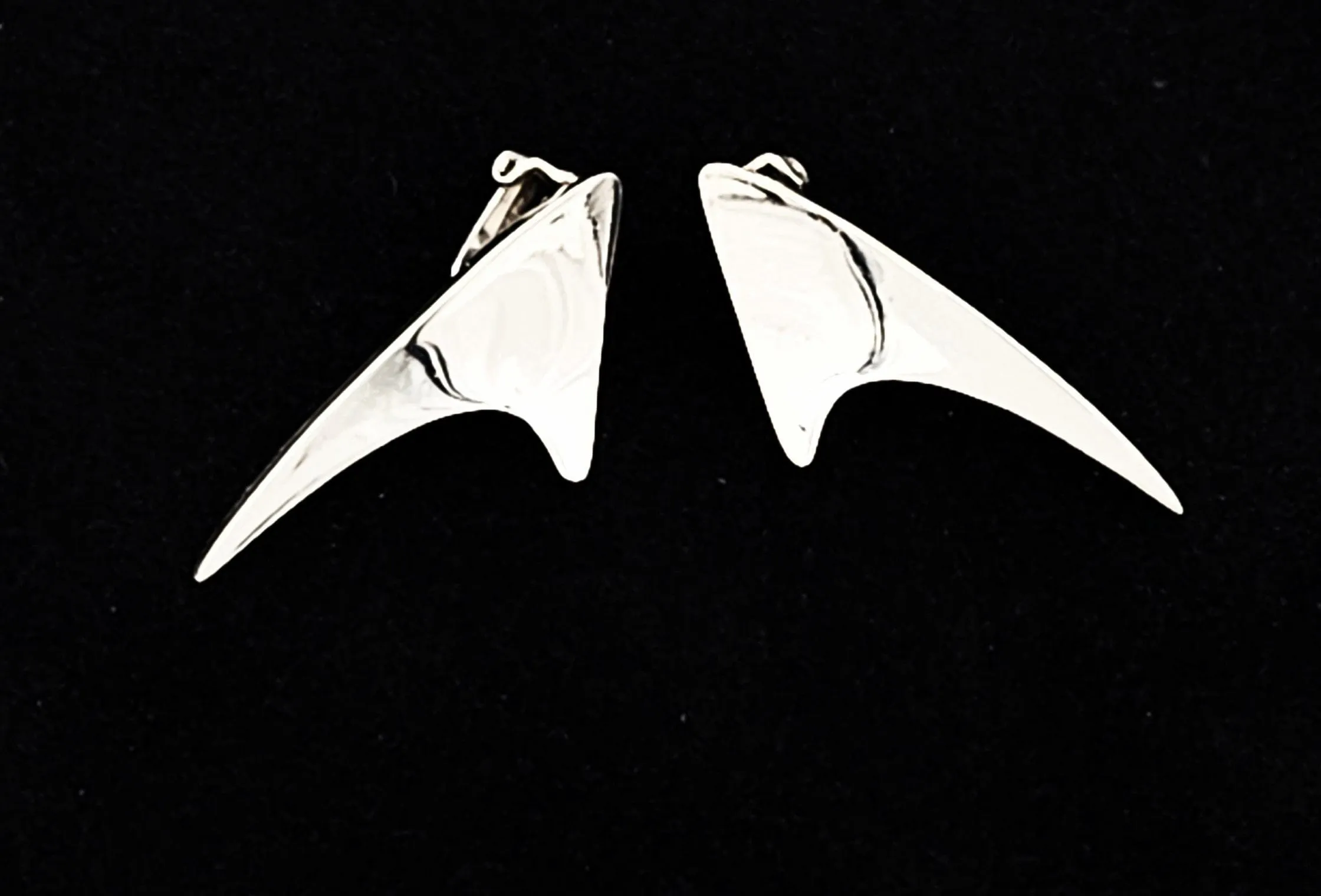 Denmark Designer Bent Knudsen Bent K Sterling Modernist Earrings Circa 1960's