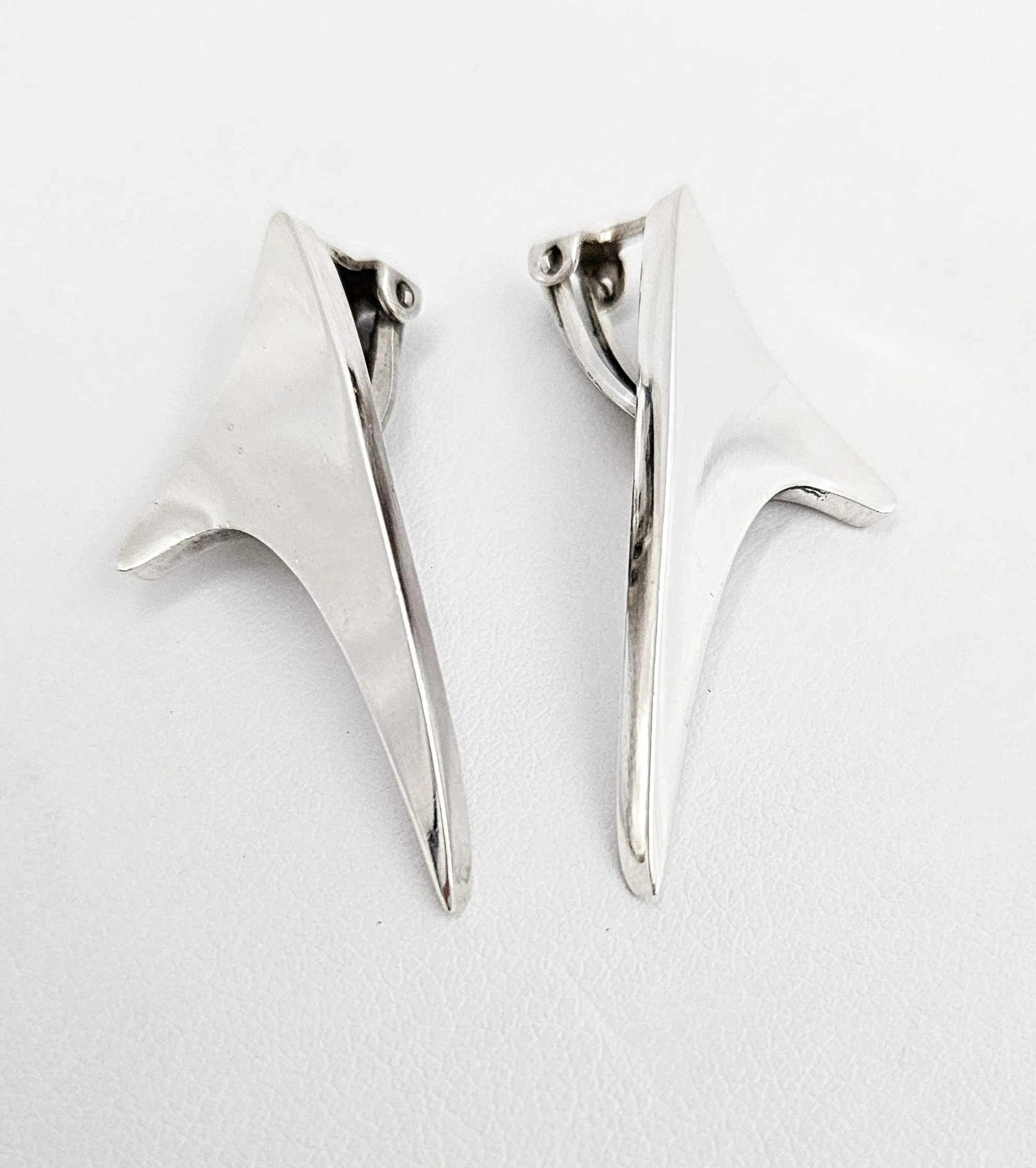 Denmark Designer Bent Knudsen Bent K Sterling Modernist Earrings Circa 1960's