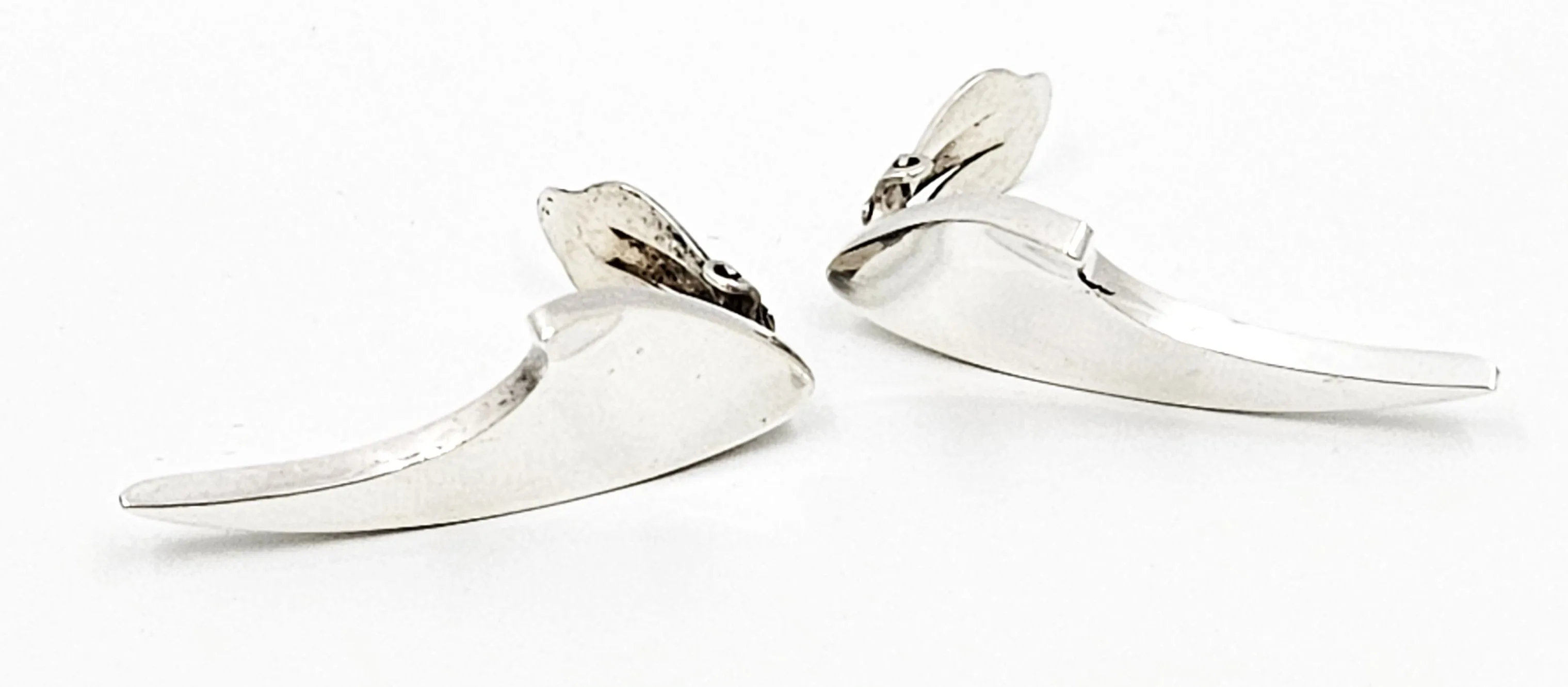 Denmark Designer Bent Knudsen Bent K Sterling Modernist Earrings Circa 1960's