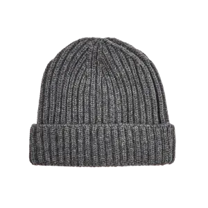 Derby Grey Cashmere Ribbed Beanie