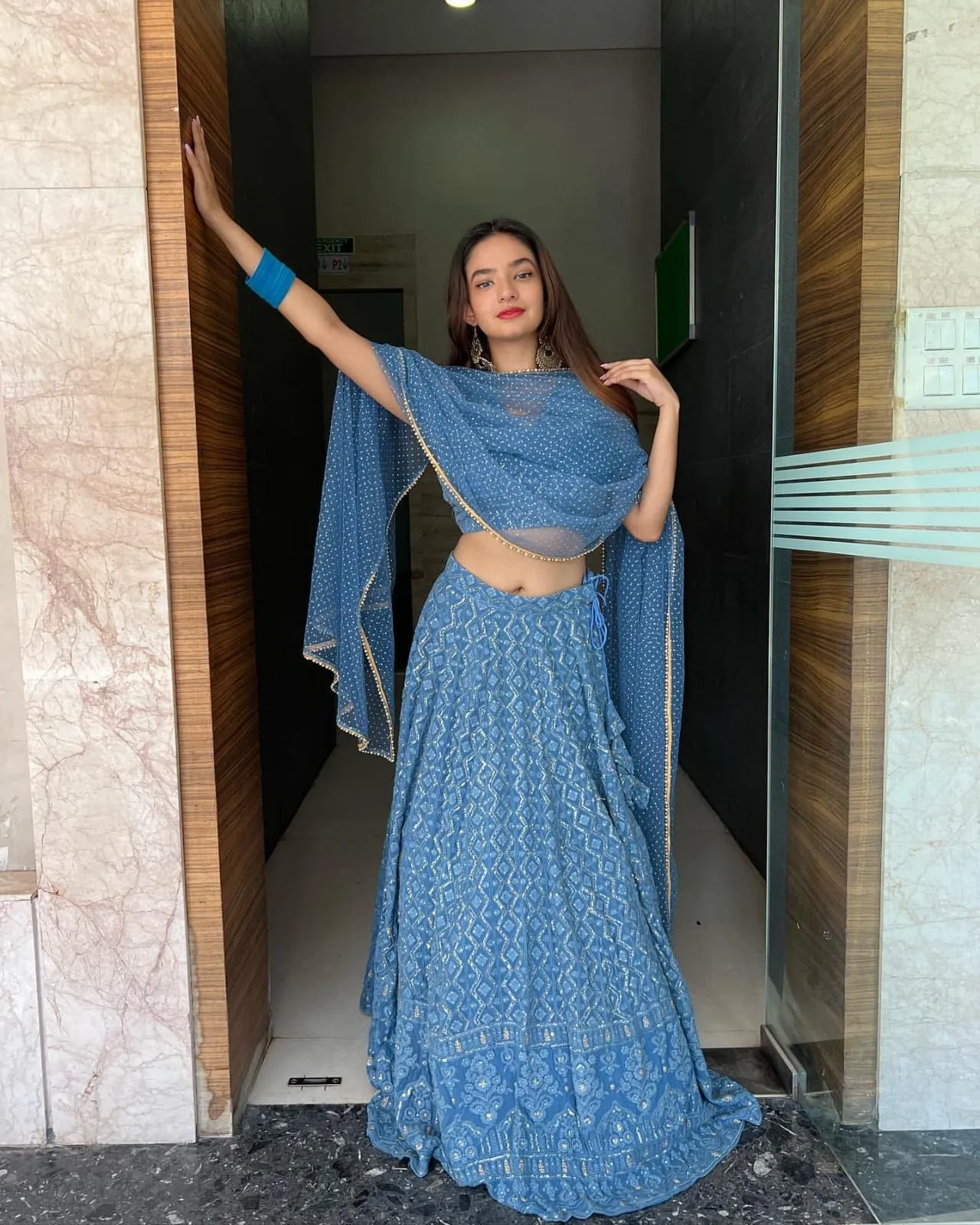 Designer Blue Georgette lehenga Choli For Women