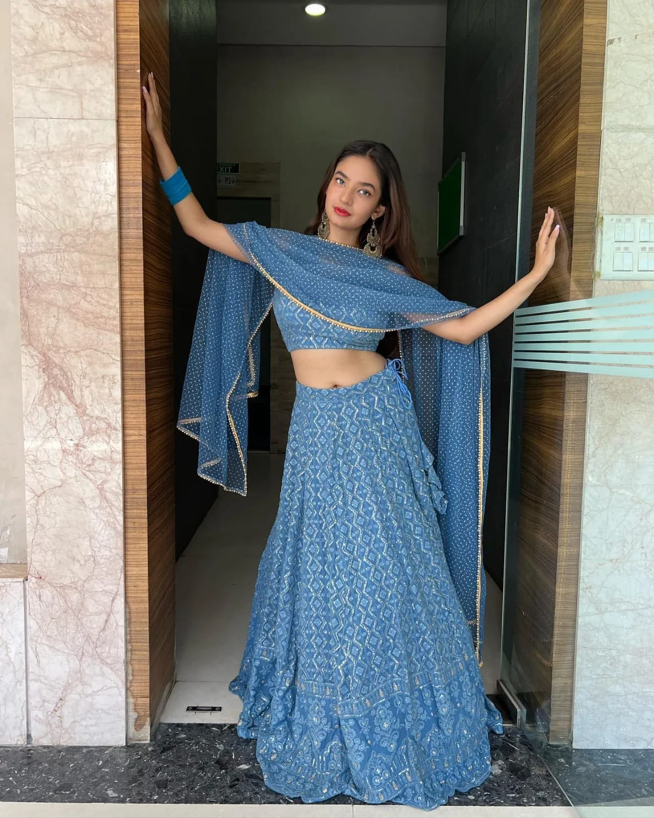 Designer Blue Georgette lehenga Choli For Women