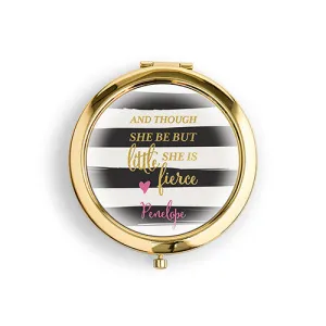 Designer Compact Mirror - Little But Fierce Print Rose Gold Gold