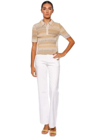 Devina Ribbed Knit Polo Top