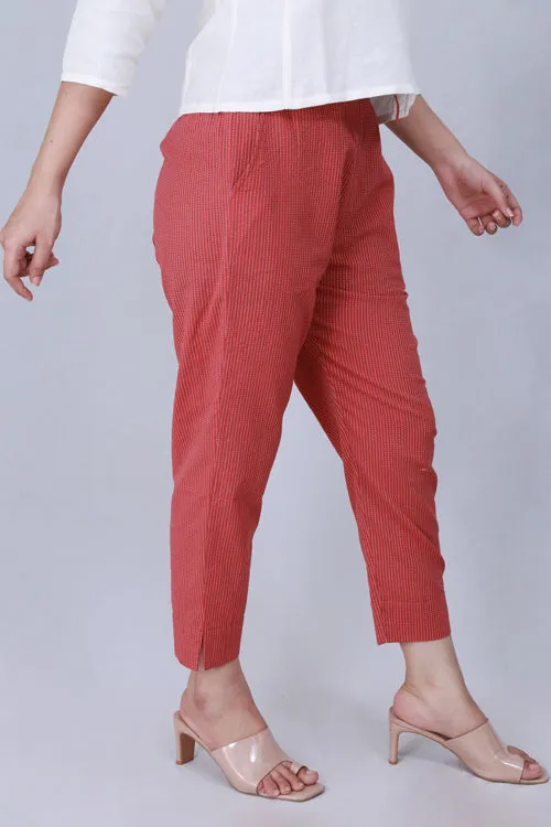 Dharan 'Coral Narrow Pant' Coral Woven Pants